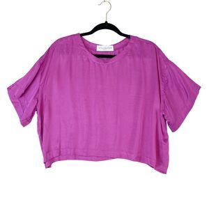 Stillwater Silky‎ Satin Top Women's Sz S Magenta Boxy Cropped Jewel Tone Party